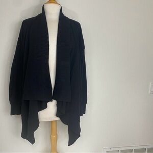 Splendid Womens Black Open Knit Waterfall Cardigan Size Large Casual Cottagecore